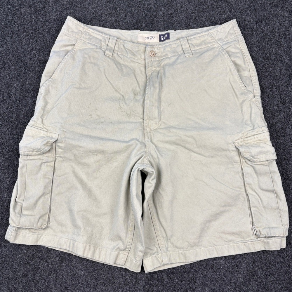 Gap Mens Khaki Cargo Shorts Beige Cotton Twill Multi Pocket‎ W33 111189-04-1